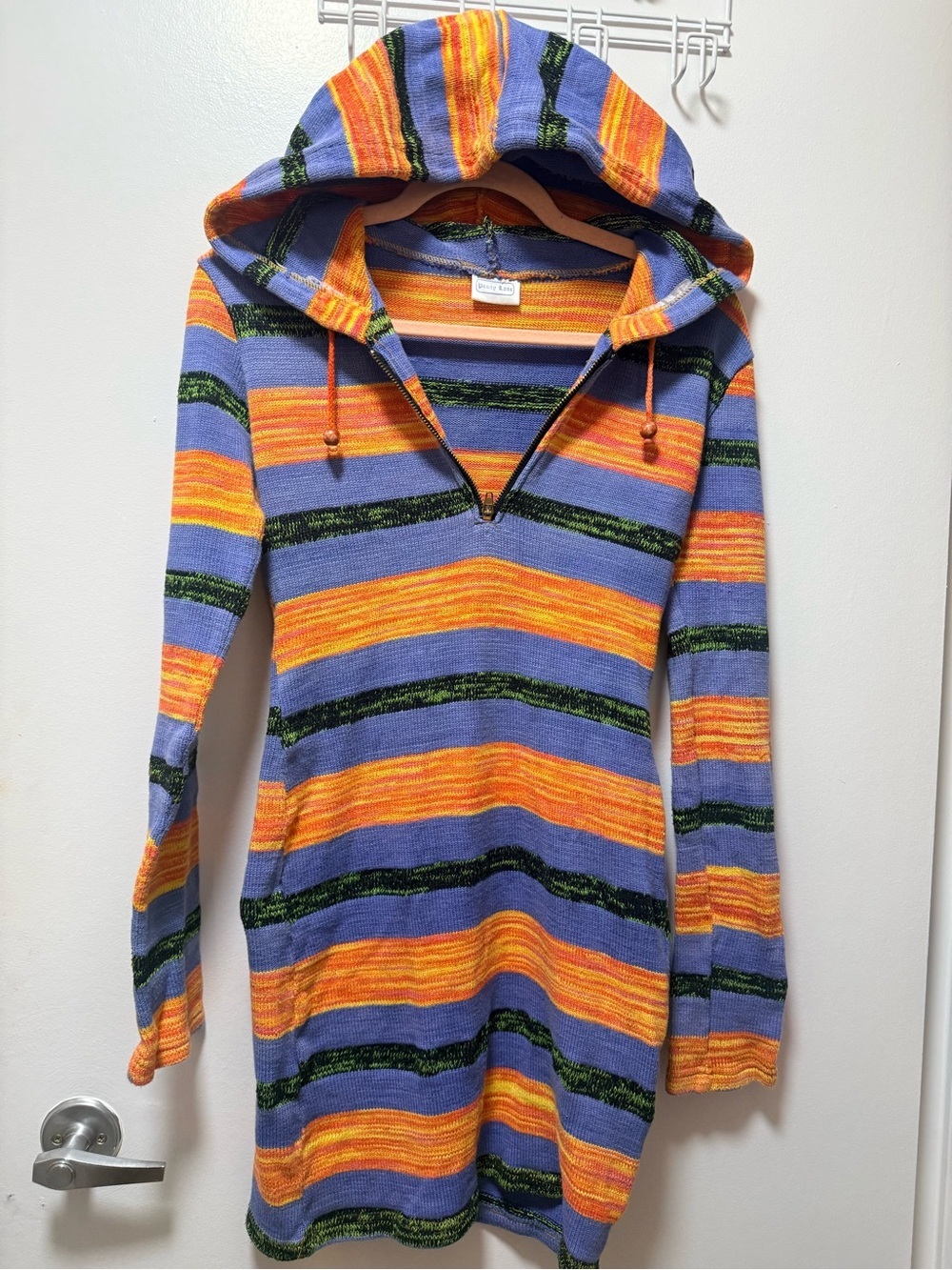 Penny Lane Striped Hooded Long Sleeve Dress